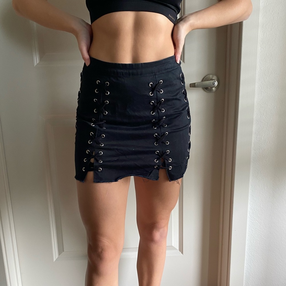 Black mini skirt